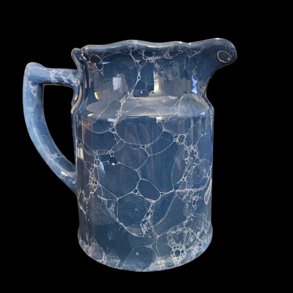 Vintage Action Pallian Blue Bubble Glaze Pottery Pitcher Mid Century Ceramic Jug - Picture 3 of 6